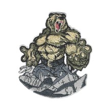 MUSCLE BEAR IRON ON PATCH 3.15&quot; Embroidered Gym Bag Athlete Work Out Fer... - $3.95