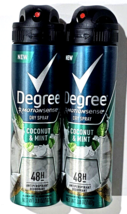 2 Pack Degree Motionsense Dry Spray Coconut &amp; Mint 48h Antiperspirant De... - £23.88 GBP