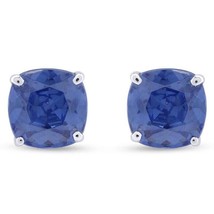 2Ct Cushion Cut Blue Sapphire Feb Birthstone Stud Earrings in Sterling Silver - £22.05 GBP