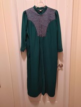 Vintage Partners Intimates Women Robe Housecoat 1/4 Zip Emerald Green Floral XXL - £14.83 GBP