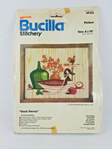 Rare! Vtg Bucilla Stitchery DUCK DECOY Crewel Embroidery Kit 8x10 NIP - $14.99