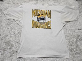 Vintage University Michigan Football L T-Shirt Jersey Wolverines 90s Distress - $22.23