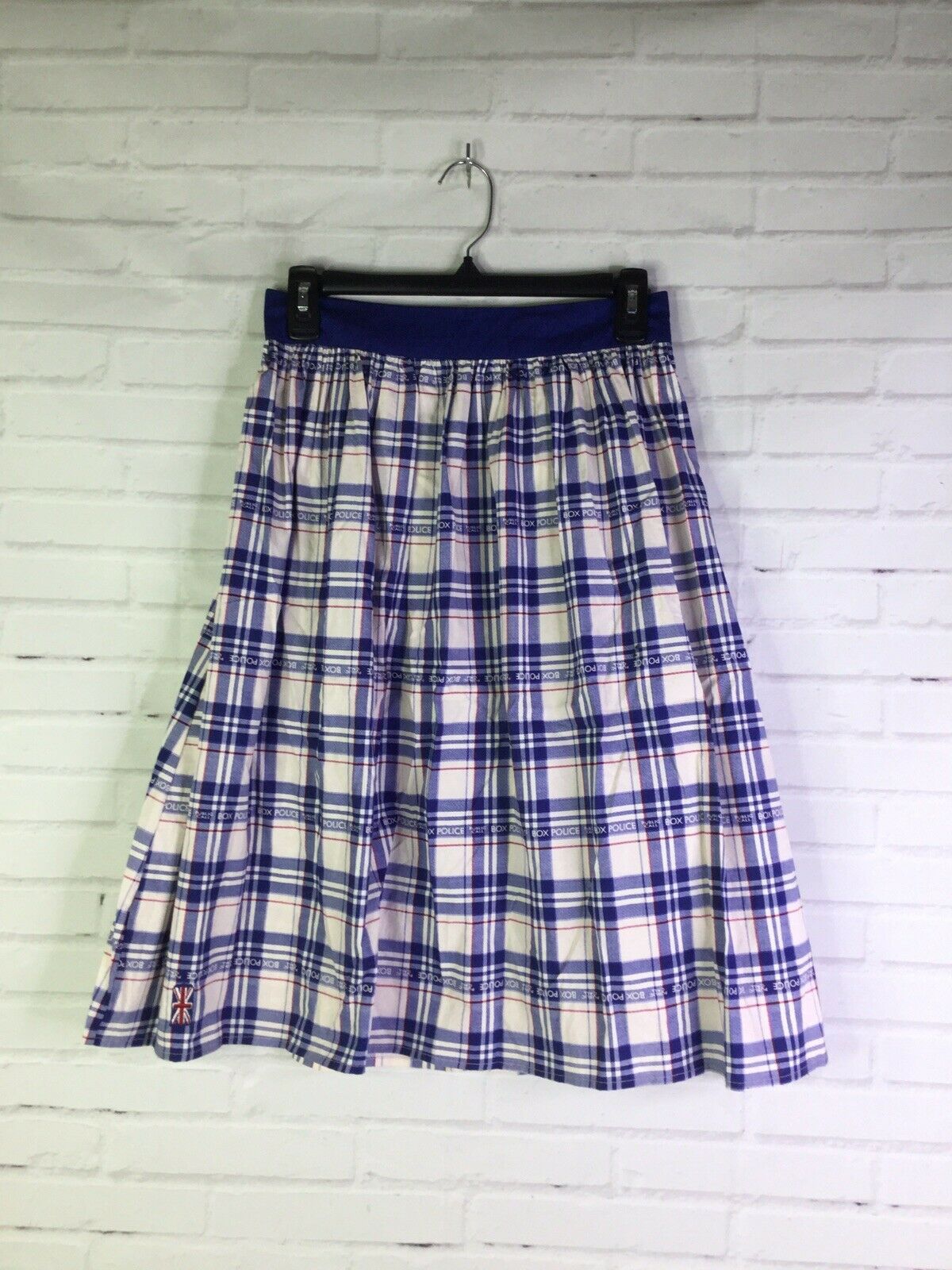 Primary image for NEW Her Universe Doctor Who Plaid Skirt Tardis Blue White Women's Juniors Size S