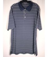 Peter Millar Men&#39;s Sz Large Summer Comfort Polo Shirt Blue White Striped - $524.69 MXN