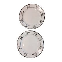 Crown Rego by Oneida 8 1/4&quot; Salad Plates White Black Appliance Design Pa... - $8.86