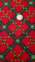 Vintage Christmas Plaid Tartan Cranston VIP Holly Fabric Cotton Diagonal 4½ yd - £59.22 GBP