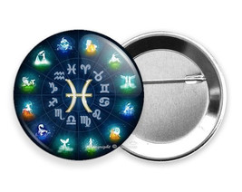 Pisces Astral Zodiac Chinese Monthly Horoscope sign pinback button birthday gift - £6.31 GBP