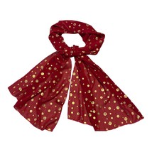 Amtal Red Sheer Scarf with Gold Polka Dots – 62” x 17” – Holiday Party A... - $242.32 MXN