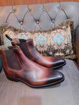 Handmade Men&#39;s Brown Shaded Leather Chelsea Boot Round Toe Dress Chelsea Shoes - £119.34 GBP