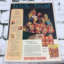 Vintage 1965 Sun Maid Raisins Halloween Trick-Or-Treat Advertising Art P... - £7.75 GBP