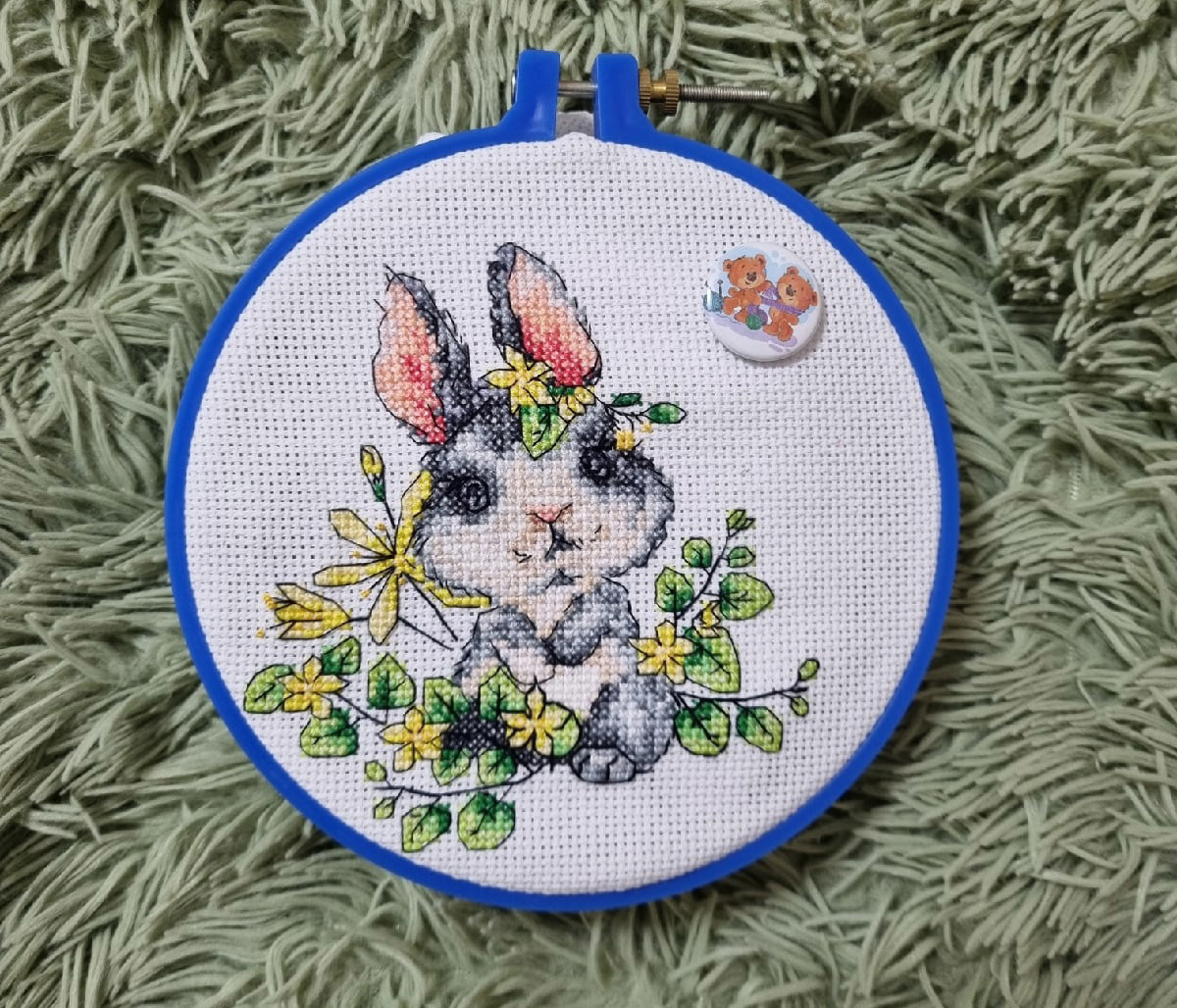 Cute Bunny cross stitch Easter pattern pdf - Spring embroidery chart - $4.99