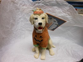 Home &quot;Halloween 6&quot; Resin Tabletop Dog Dressed As Pumpkin&quot; NEW - $166.31 MXN