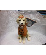 Home &quot;Halloween 6&quot; Resin Tabletop Dog Dressed As Pumpkin&quot; NEW - $166.31 MXN