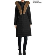 New Calvin Klein Women&#39;s Faux Fur Trimmed Down Puffer Long Coat Navy Size M - £123.74 GBP
