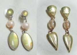 2 Pair Dangle Earrings Liz Claiborne with Pearls & One with Glass Bead Goldtone - £3.98 GBP