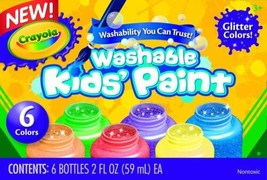 Crayola Washable Glitter Paint Great for Classroom Projects, 6 Count - £8.66 GBP