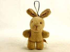 Small 5&quot; Plush Bunny Ornament w/Hang Loop, Fixed Open-Arm Position, &quot;Pure Wool&quot; - £19.54 GBP