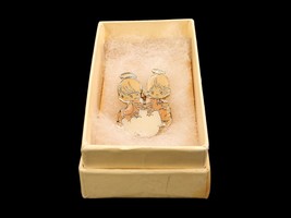 Precious Moments Enamel Pin, Gold Tone, Angels On A Cloud, Original Enesco Box - £5.20 GBP