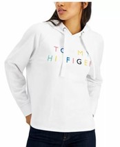 New Tommy Hilfiger White Embroidered Raglan Hoodie Sweatshirt (Size M) - £27.83 GBP