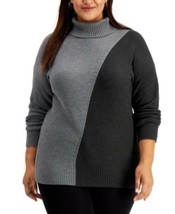 MSRP $86 Alfani Plus Size Colorblock Turtleneck Sweater Gray Size 3X - £13.19 GBP