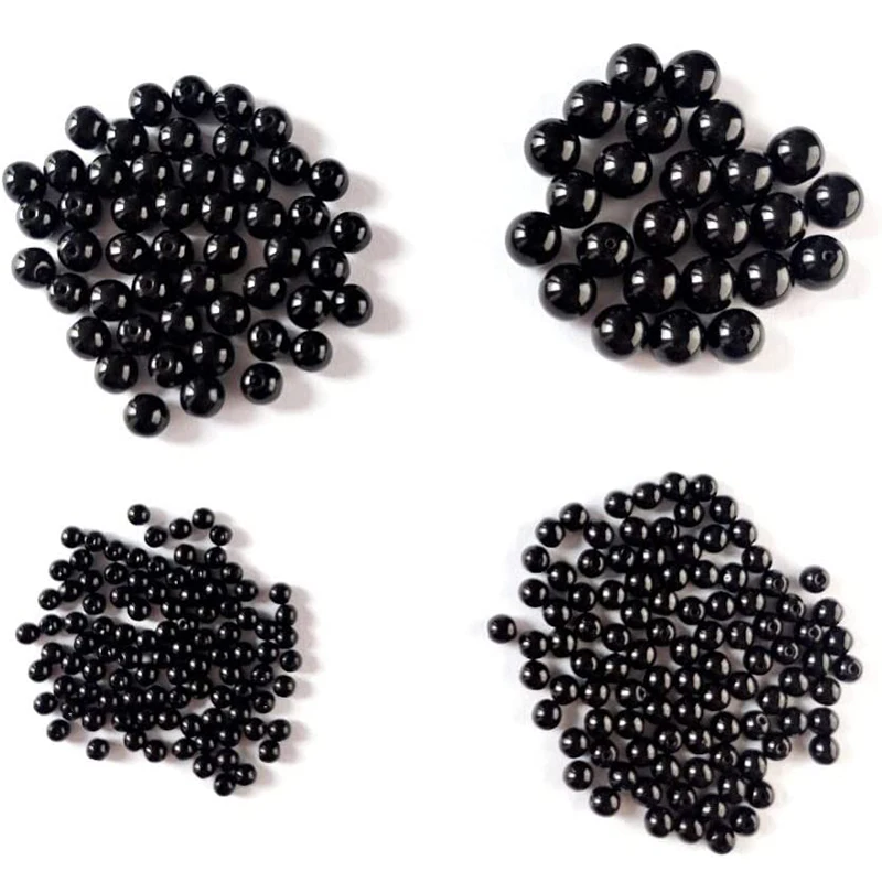 100pcs/lot m-8mm Fishing Beads Space Stopper Black Round Soft Hard Beans Floatin - £83.30 GBP