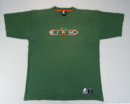 Vintage University of Miami Hurricanes Starter Tee Green Size L T-Shirt Faded - £15.14 GBP