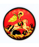 Russische Handgemalte Broschen Von Religiösen Heiligen, St. Georg/Drache - $22.83 CAD
