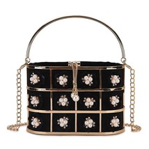 Flower  Evening Bag Women  Designer Handmade  Basket Cage Rhinestone Clutch Purs - £95.25 GBP