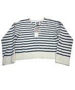 Kerri Rosenthal XOKR Sweater M White Blue Striped Cropped Nexts Smile Is... - $55.00 CAD