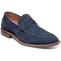 25550-415 Stacy Adams Marlowe Algonquin Moc Toe Penny Slip On Navy Suede image 12