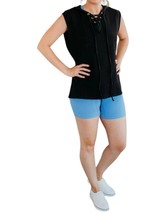 White Birch Sleeveless Lace-Up Hoodie Black - $28.00