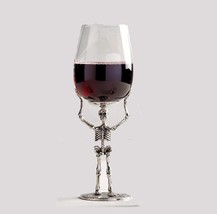 NEW RARE Pottery Barn Halloween Skeleton Wine Glass 13 OZ - £47.18 GBP