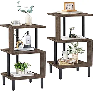 Side Table For Living Room S-Shaped Endtable With Storage Shelf, Easy As... - $333.99