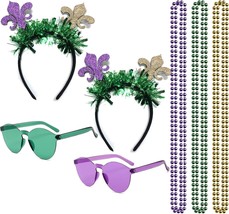  2 Pack Mardi Gras Headbands Sequin Stretchy Glitter Headbands for Carnival  - £24.55 GBP