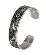 Celtic Tree of Life Yggdrasil Cuff Bracelet Stainless Steel Magnetic The... - £15.79 GBP