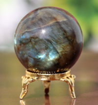 155g!-45mm Gorgeous Flashing Labradorite Sphere Ball with Stand - £54.69 GBP