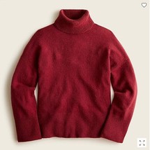 New J Crew Women Rich Burgundy Red Turtleneck Merino Wool Crop Sweater XXS - £31.87 GBP