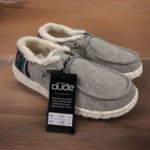 Hey Dude Wendy Boho Faux Fur Funk Wool Grey Aztec Loafers Shoes | Size 8 - $34.99