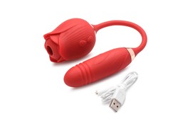 Bloomgasm Romping Rose Suction and Thrusting  Vibrator - Red - £53.00 GBP