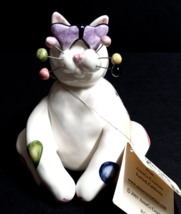 Annaco Creations Lacombe Cat w/ Purple Heart Glasses Whimsiclay Figurine 2001 - £23.97 GBP