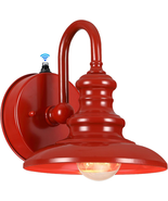 LONEDRUID Red Gooseneck Barn Light, Dusk to Dawn Outdoor Wall Sconce - $136.75 CAD