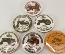 6 Pinback Buttons Old Trusty Antique Tractor Engine Show Clay Center NE Farm Lot - $24.45