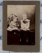 CABINET CARD PHOTO - studio photo Children BOY GIRL &amp; Hidden Mom  - $10.84