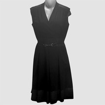 ELLEN TRACY Dress Women&#39;s Size 8 Fit &amp; Flare Pleated Color Block Belted ... - $20.69