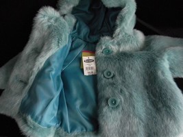 Old Navy Hooded Coat Jacket Small 3 - 6 MON Girls Blue Soft Faux Fur NEW - £17.39 GBP