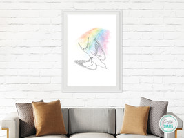 Minimalist One Line Art, Bird Line Drawing, Rainbow Boho Printable Wall Decor - £2.79 GBP