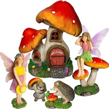 Garden Miniature Kit - Mushroom House Set Of 6 Pcs - Figs And Accessor - £48.03 GBP