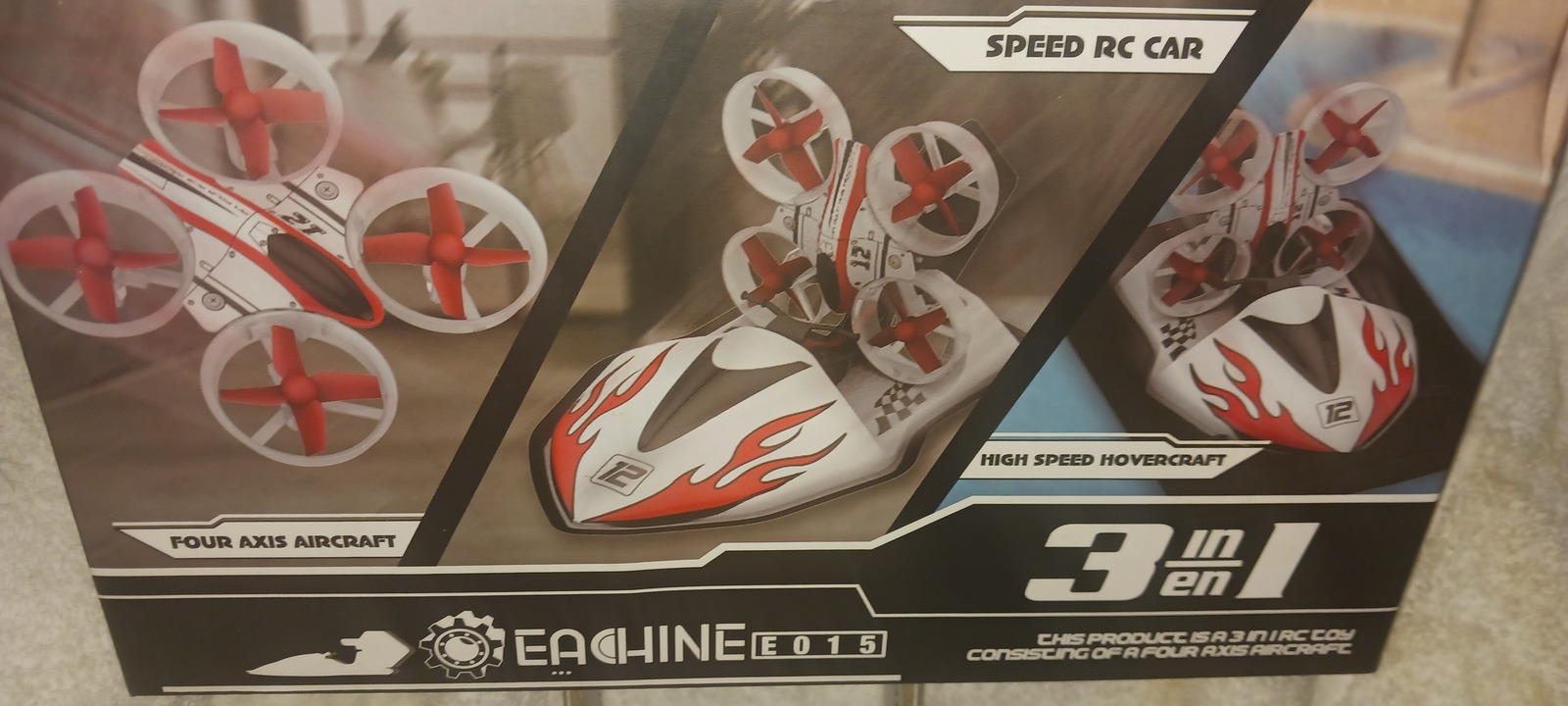3 in 1 R C DRONE E-MACHINE E015..AIRCRAFT/HIGHSPEED CAR/HOVERCRAFT  FR SH - $21.99