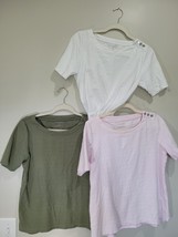 3 - Talbots White Pink Green Short Sleeve Shirts Sz MP Medium Petite  - €20,41 EUR