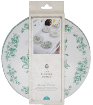Pioneer Woman Agatha Range Stove Top Burner Covers Floral Green White 4p... - $461.64 MXN